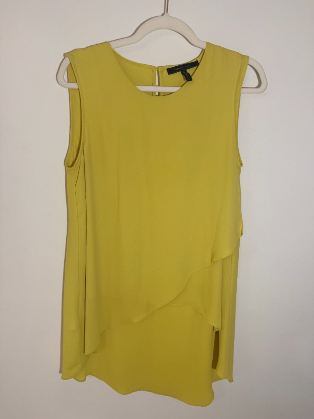 BCBGMAXAZRIA Yellow Layered Sleeveless Tunic Blouse Women’s Long Top